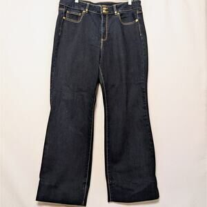 Michael Kors High Rise Dark Wash Wide Leg Jeans. Sz. 14 34x27 Hemmed